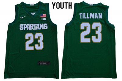 Youth Michigan State Spartans NCAA #23 Xavier Tillman Green Authentic Nike 2019-20 Stitched College Basketball Jersey TH32E21QK